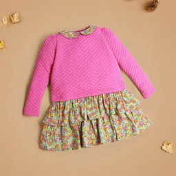 Cherry Crumble Floral Print Peter Pan Collar Fit & Flare Dress-image-59