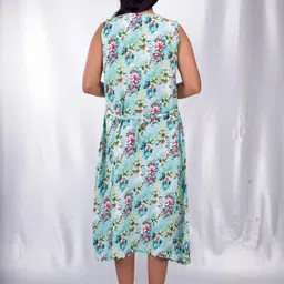 CLYMAA Blue Viscose Rayon Maxi Printed Nightdress-picture-3