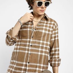 Campus Sutra Men Comfort Opaque Checked Casual Shirt-picture-16