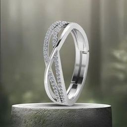 MISS HIGHNESS 925 Sterling Silver Rhodium-Plated Adjustable Finger Ring-32