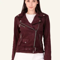 Leather Retail Women Solid Biker Jacket-image-22