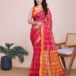 KALINI Checked Zari Chanderi Saree-picture-21