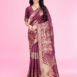 RICH & ROMAN Woven Design Zari Pure Silk Banarasi Saree-58
