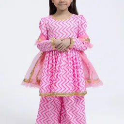 Sangria Girls Pure Cotton Kurta And Sharara & With Dupatta-picture-0