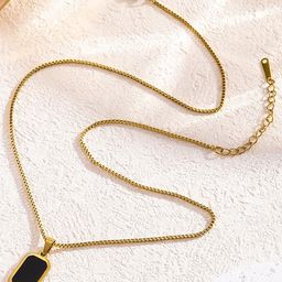 Jewels Galaxy Gold-Plated Stainless Steel Anti Tarnish Square Shaped Pendant with Chain-24