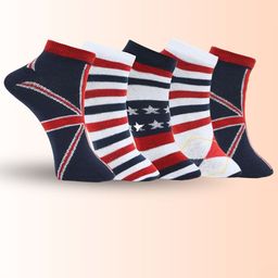 MJE Men Pack Of 5 Striped Ankle Length Socks-picture-31