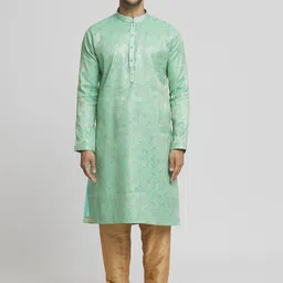 Arihant Rai Sinha Men Floral Printed Regular Pure Silk Kurta with Churidar-picture-15