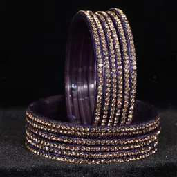 ZULKA Set 12 Zircon Gemstone Stone Studded Glossy Finished Bangle-image-63