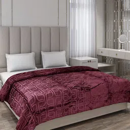 Monte Carlo Maroon Geometric Printed AC Room 190 GSM Double Bed Blanket-image-84