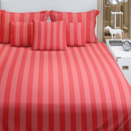 HOME PLUS STUDIOS Maroon Striped 250 TC King Bedsheet with 2 Pillow Covers-image-40