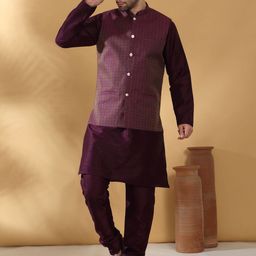KRAFT INDIA Men Solid Long Sleeves Straight Kurta Set-51