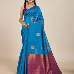 SHANVIKA Ethnic Motifs Woven Design Zari Saree-image-12