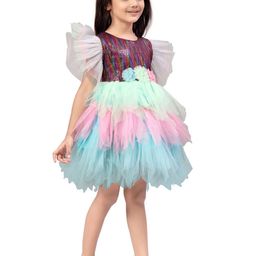 BAESD Flutter Sleeve Net Fit & Flare Dress image 1