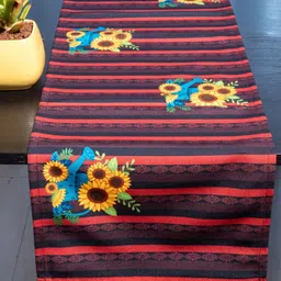 Indisca Designs Red & Yellow Sunflower Printed Table Runners-image-19