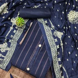 Panzora Striped Woven Design Cotton Jacquard Unstitched Dress Material-picture-36