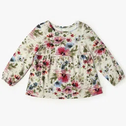 GAP Girls Floral Print Puff Sleeves Cotton Top-38