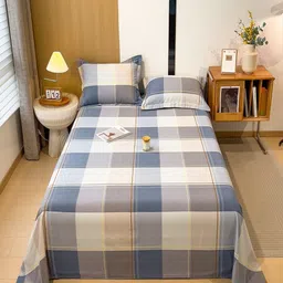 JC HOME White & Blue Geometric Printed 140 TC King Bedsheet Set- 2.0 m x 2.30 m-image-13