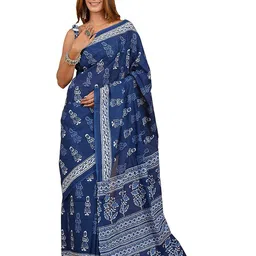 Craft Musium Ethnic Motifs Pure Cotton Hand Block Printed Saree-picture-37