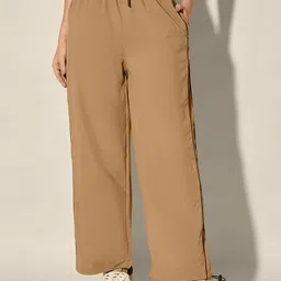 QIOA Women Relaxed High-Rise Wrinkle Free Joggers Trousers-image-40
