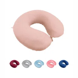 MAXNAP Sleep Support Beige Memory Foam Filled Faux Velvet Travel Pillow-1