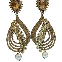 FASHION EMPIRE Women Brass-Plated Brass Kundan Earrings-picture-0