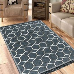 RADECOR Grey Geometric Anti-Skid Other Carpet-49