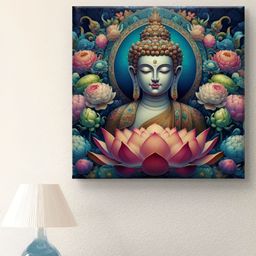 Livin'luxe Blue & Green Buddha Canvas Wall Art-picture-28