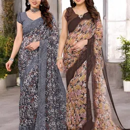 Moda Rapido Pack of 2 Floral Pure Georgette Saree-picture-24