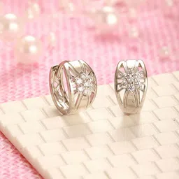 Jazz and Sizzle Silver Plated American Diamond Contemporary Hoop Earrings-62