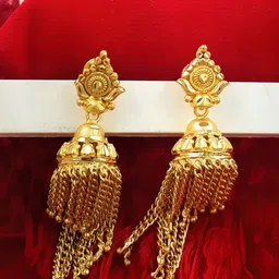 Anujeet Fashion Hub Gold-Plated Dome Shaped Jhumka-35