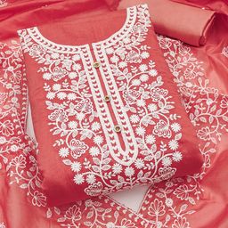 SAINOOR Floral Embroidered Semi-Stitched Dress Material-picture-11