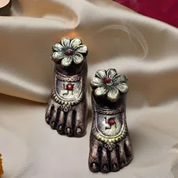 Kraftlik Handicraft Set Of 2 Beige Laxmi Ji Charan For Prosperity & Wealth-18