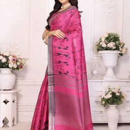 KALINI Warli Printed Saree With Blouse Piece-18