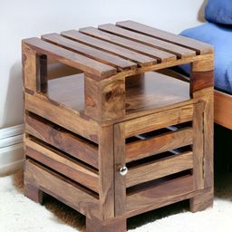 Ikiriya Beige Square-Shaped Bedside Table-36
