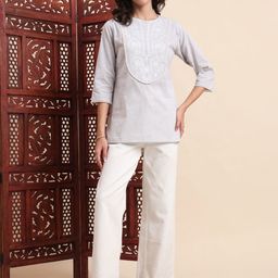 AAYUMI Women Thread Work Pure Cotton Kurti-image-11