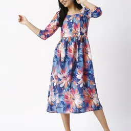 Noia Floral Print Fit & Flare Midi Dress-image-7