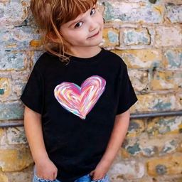 YK Girls Checked V-Neck Drop-Shoulder Sleeves Applique T-shirt-picture-17