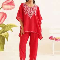 Kashmir Box Embroidery Pure Cotton Kaftan Tunic Co-Ord Set-picture-27