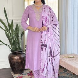 Divyadham Textiles Women Embroidered Thread Work Kurta with Trousers & With Dupatta-picture-15