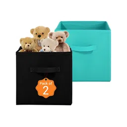 Aura Black & Green 2 Pieces Multi-Utility Storage Box Organisers-50