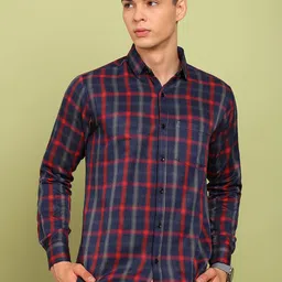 encore by INVICTUS Men Checked Spread Collar Cotton Casual Shirt-picture-22