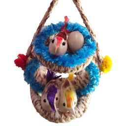 The Shine Store Set of 2 Artificial Bird Nest with Grass Jute Hanging Showpiece image 2