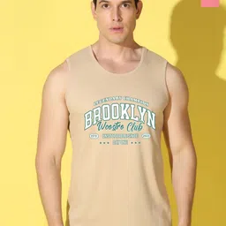 WOOSTRO Pack Of 2 Printed Knitted Gym Vest - VWS26(BKLN RUST)(98 PEACH)-11