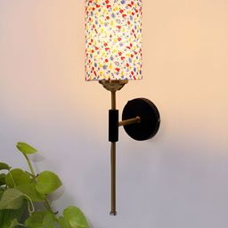 Devansh White & Blue Printed Metal Traditional Abstract Shaped Shaped Wall Lamp-image-61