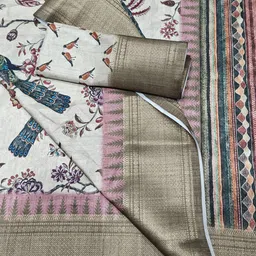 J 6 DESIGNER Floral Printed Silk Cotton Saree With Blouse Piece-picture-0
