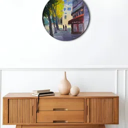 THE QUIRKY HOME Green & Blue Nostalgic Street Scene Printed Ceramic Wall Decor-image-60