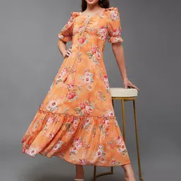 Miss Chase Women Floral Printed Georgette Fit & Flare Midi Dress-image-5