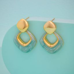 Kushal's Fashion Jewellery Gold-Plated Geometric Shaped Zircon Studded Drop Earrings-picture-13