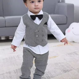 DEL LUNA Boys CheckedDouble-Breasted Waistcoat & Trouser With Shirt Suits-image-22