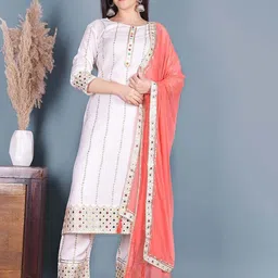 Indiwest Women Ethnic Motifs Printed Kurta with Trousers & Dupatta-15